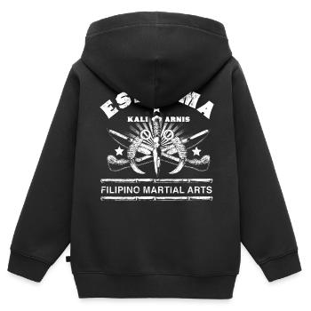 Eskrima Kali Arnis Filipino MArtial Arts Design - Sweat Premium à capuche zippé enfant bio - noir - Dos - AI Model Kid Male (0cm)