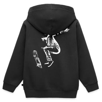 Skater Boy Halfpipe Fly Street Art - Sweat Premium à capuche zippé enfant bio - noir - Dos - AI Model Kid Male (0cm)