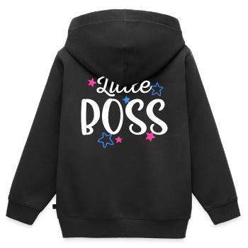 Petit patron Petit patron Bébé bébé est le chef - Sweat Premium à capuche zippé enfant bio - noir - Dos - AI Model Kid Male (0cm)