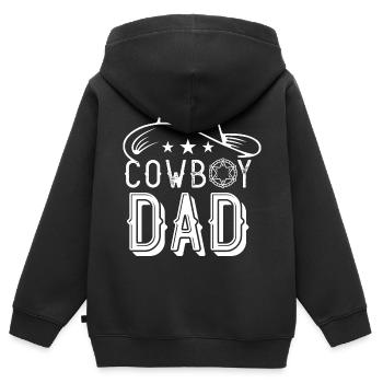 Cowboy papa Amérique Wild West Lasso Cowboys - Sweat Premium à capuche zippé enfant bio - noir - Dos - AI Model Kid Male (0cm)