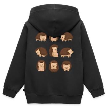 Hérisson - Sweat Premium à capuche zippé enfant bio - noir - Dos - AI Model Kid Male (0cm)