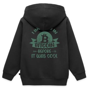 Bitcoin - Sweat Premium à capuche zippé enfant bio - noir - Dos - AI Model Kid Male (0cm)