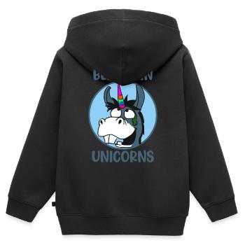 Croire Licorne - Sweat Premium à capuche zippé enfant bio - noir - Dos - AI Model Kid Male (0cm)