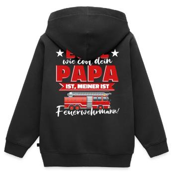 Junge Mädchen Feuerwehr cooler Papa Feuerwehrmann - Kinder Premium Organic Zip Hoodie - Schwarz - Hinten - AI Model Kid Male (0cm)