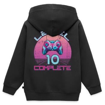 10 Birthday Level 10 Complete Retro Boys Gamer - Kids Premium Organic Zip-up Hoodie - black - Back - AI Model Kid Male (0cm)