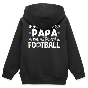 Football Footballeur Bébé Papa Enfant Cadeau - Sweat Premium à capuche zippé enfant bio - noir - Dos - AI Model Kid Male (0cm)