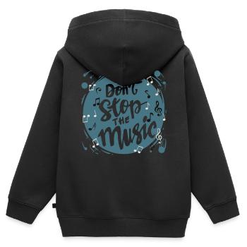 N’arrêtez pas les mélomanes DJ - Sweat Premium à capuche zippé enfant bio - noir - Dos - AI Model Kid Male (0cm)
