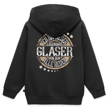 Glaser - Kinder Premium Organic Zip Hoodie - Schwarz - Hinten - AI Model Kid Male (0cm)