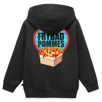 Freibad Pommes Liebe - Kinder Premium Organic Zip Hoodie - Schwarz - Hinten - AI Model Kid Male (0cm)