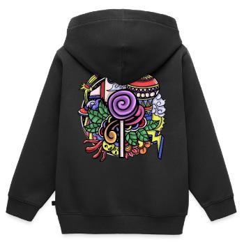 Hippie - Sweat Premium à capuche zippé enfant bio - noir - Dos - AI Model Kid Male (0cm)