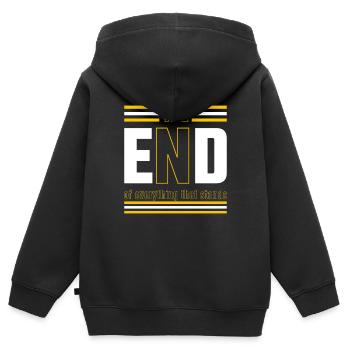 La fin Cool Dictons Textes Déclaration - Sweat Premium à capuche zippé enfant bio - noir - Dos - AI Model Kid Male (0cm)