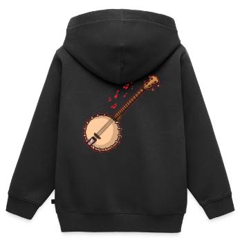 Chemises Banjo Pour Hommes Bluegrass Appalachia Folk - Sweat Premium à capuche zippé enfant bio - noir - Dos - AI Model Kid Male (0cm)