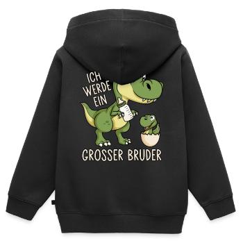 Dinosaurier Dino Baby Ich werde ein großer Bruder - Kinder Premium Organic Zip Hoodie - Schwarz - Hinten - AI Model Kid Male (0cm)