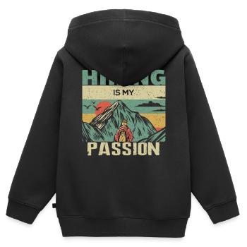 Hiking is my passion Wanderer Wandern Natur - Kinder Premium Organic Zip Hoodie - Schwarz - Hinten - AI Model Kid Male (0cm)