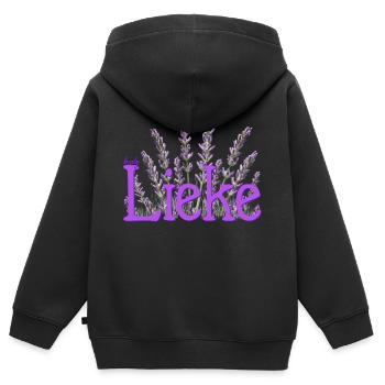Lieke - Kinder Premium Organic Zip Hoodie - Schwarz - Hinten - AI Model Kid Male (0cm)