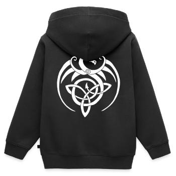 Dragon blanc et symbole celte - Sweat Premium à capuche zippé enfant bio - noir - Dos - AI Model Kid Male (0cm)