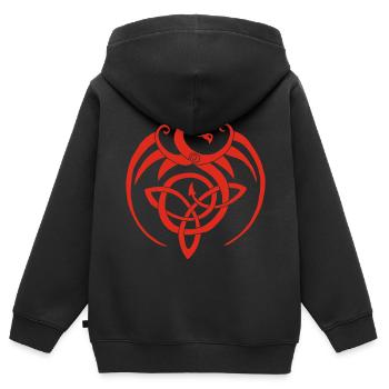 Dragon rouge et symbole celte - Sweat Premium à capuche zippé enfant bio - noir - Dos - AI Model Kid Male (0cm)