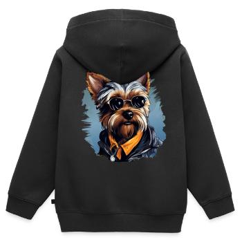 Urban Tinker: Streetwise Yorkshire Terrier Vibes - Kids Premium Organic Zip-up Hoodie - black - Back - AI Model Kid Male (0cm)