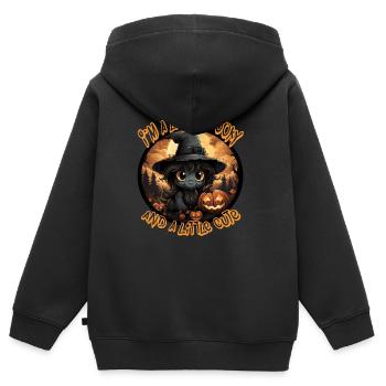 Licorne d’Halloween - Sweat Premium à capuche zippé enfant bio - noir - Dos - AI Model Kid Male (0cm)