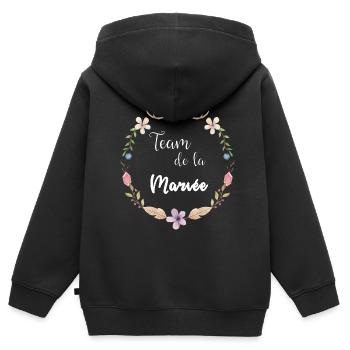 Bohemian Wedding Kollektion - Team de la Bride - Kinder Premium Organic Zip Hoodie - Schwarz - Hinten - AI Model Kid Male (0cm)