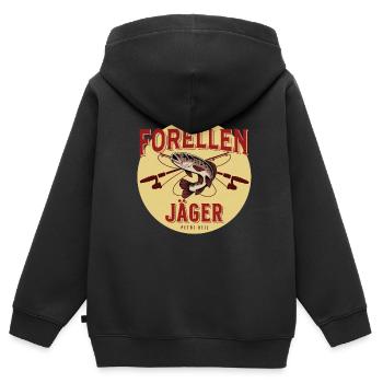 Angler Forelle angeln fischen Fischer Geschenk - Kinder Premium Organic Zip Hoodie - Schwarz - Hinten - AI Model Kid Male (0cm)