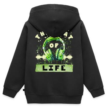 Le rythme de la vie - Headphone Music - Sweat Premium à capuche zippé enfant bio - noir - Dos - AI Model Kid Male (0cm)