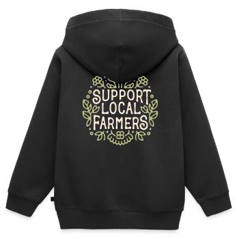 Je soutiens les agriculteurs - Sweat Premium à capuche zippé enfant bio - noir - Dos - AI Model Kid Male (0cm)