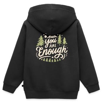 Du bist genug - Kinder Premium Organic Zip Hoodie - Schwarz - Hinten - AI Model Kid Male (0cm)