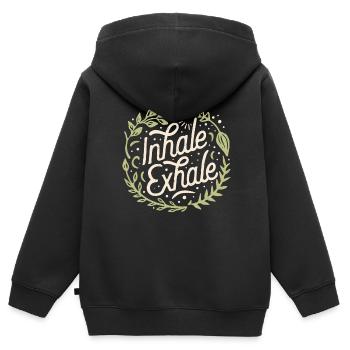 Inhale exhale inspire expire - Sweat Premium à capuche zippé enfant bio - noir - Dos - AI Model Kid Male (0cm)