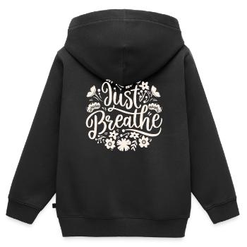 Atmen, beruhigende Angstzustände - Kinder Premium Organic Zip Hoodie - Schwarz - Hinten - AI Model Kid Male (0cm)