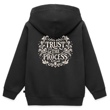 Vertraue dem Prozess Gesetz der Anziehung Affirmation - Kinder Premium Organic Zip Hoodie - Schwarz - Hinten - AI Model Kid Male (0cm)