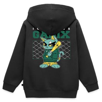 Je dois ganix ! - Dicton serein - Sweat Premium à capuche zippé enfant bio - noir - Dos - AI Model Kid Male (0cm)