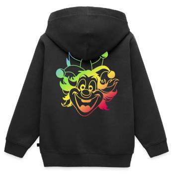 Rainbow Jester Smile Clown Kasper Fasching - Kinder Premium Organic Zip Hoodie - Schwarz - Hinten - AI Model Kid Male (0cm)