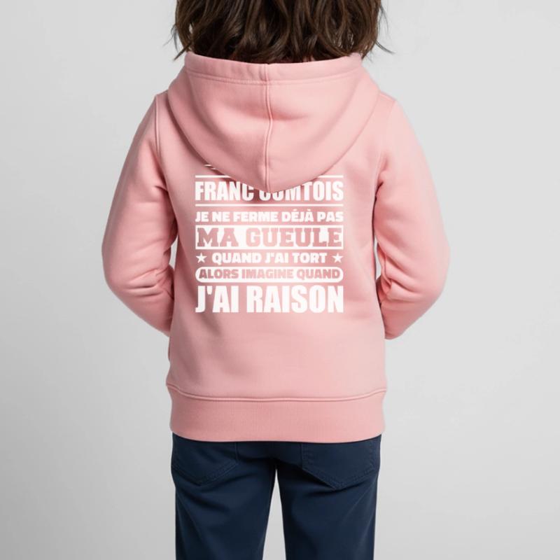 Franc comtois je ferme pas ma gueule franche comté Sweat Premium à capuche zippé enfant bio