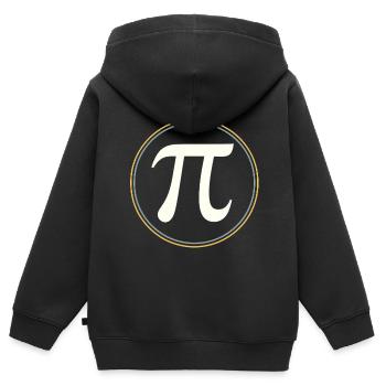 π en cercle – L’élégance des constantes - Sweat Premium à capuche zippé enfant bio - noir - Dos - AI Model Kid Male (0cm)