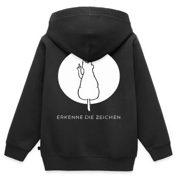Katze Katzen Cat Kätzchen Mieze Mittelfinger - Kinder Premium Organic Zip Hoodie - Schwarz - Hinten - AI Model Kid Male (0cm)