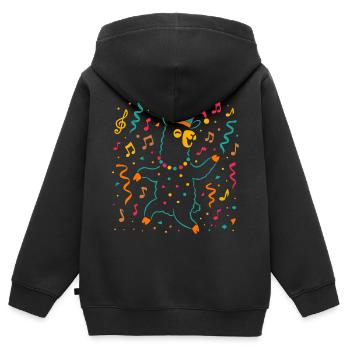 Dancing Carnival Alpaca with Jester's Cap - Kids Premium Organic Zip-up Hoodie - black - Back - AI Model Kid Male (0cm)