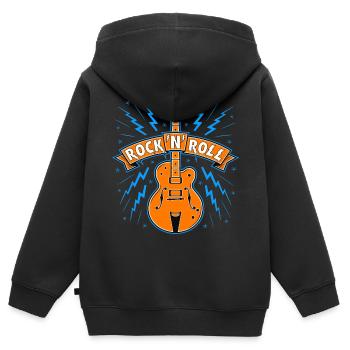 Rock'N'Roll-Banner mit Gitarre - Kinder Premium Organic Zip Hoodie - Schwarz - Hinten - AI Model Kid Male (0cm)
