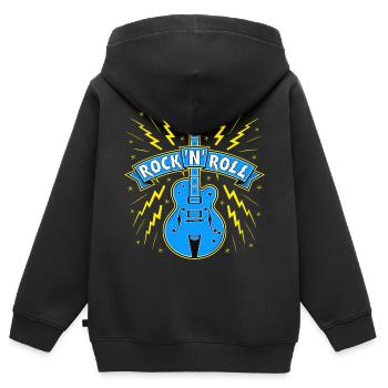 Guitar Rock 'N' Roll Banner - Kinder Premium Organic Zip Hoodie - Schwarz - Hinten - AI Model Kid Male (0cm)