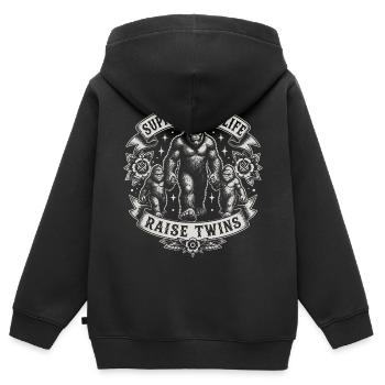 Support Wildlife: Raise Twins - Kids Premium Organic Zip-up Hoodie - black - Back - AI Model Kid Male (0cm)