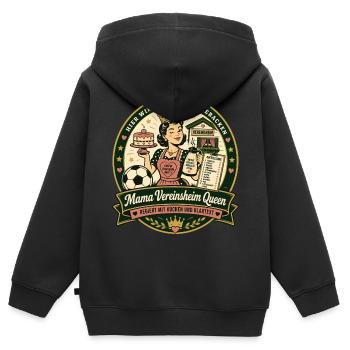 Mama Vereinsheim Queen - Kinder Premium Organic Zip Hoodie - Schwarz - Hinten - AI Model Kid Male (0cm)