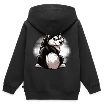 Husky Huskies Propriétaires de Husky Propriétaires de Husky Fans de Husky - Sweat Premium à capuche zippé enfant bio - noir - Dos - AI Model Kid Male (0cm)