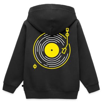 Art en ligne rétro de platine - Sweat Premium à capuche zippé enfant bio - noir - Dos - AI Model Kid Male (0cm)