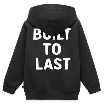 De Bull to Last – Typographie audacieuse - Sweat Premium à capuche zippé enfant bio - noir - Dos - AI Model Kid Male (0cm)