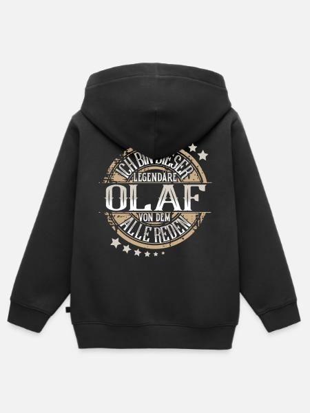 Olaf - Kinder Premium Organic Zip Hoodie - Schwarz