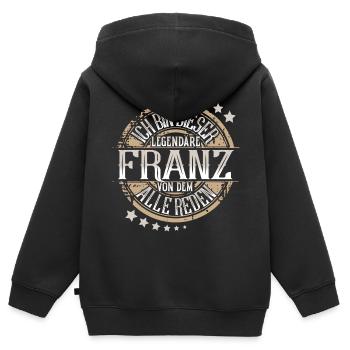 Franz - Kinder Premium Organic Zip Hoodie - Schwarz - Hinten - AI Model Kid Male (0cm)