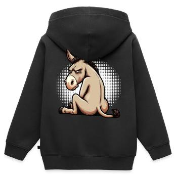 Esel Eselchen Eselhalter Muli Langohresel Muli - Kinder Premium Organic Zip Hoodie - Schwarz - Hinten - AI Model Kid Male (0cm)