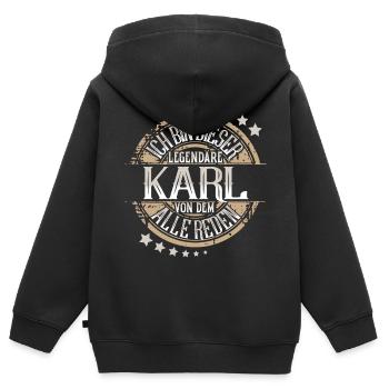 Karl - Kinder Premium Organic Zip Hoodie - Schwarz - Hinten - AI Model Kid Male (0cm)