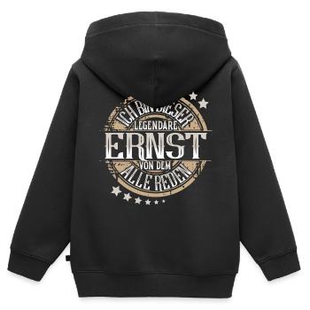 Ernst - Kinder Premium Organic Zip Hoodie - Schwarz - Hinten - AI Model Kid Male (0cm)