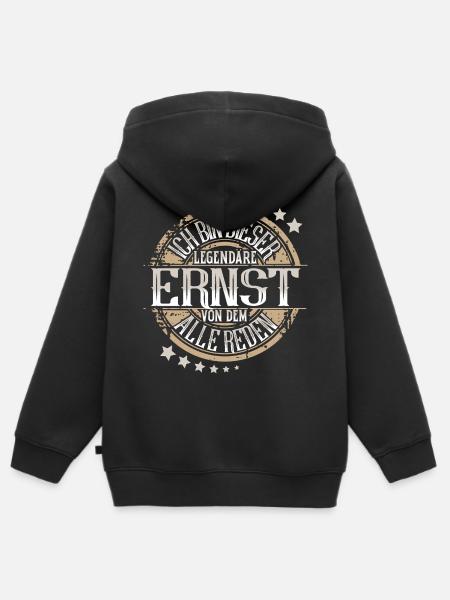Ernst - Kinder Premium Organic Zip Hoodie - Schwarz